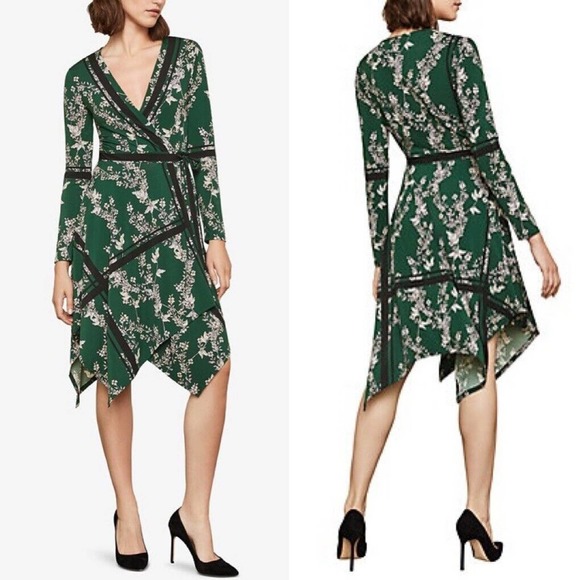 Floral Wrap Dress in Green - Picture 2 of 7